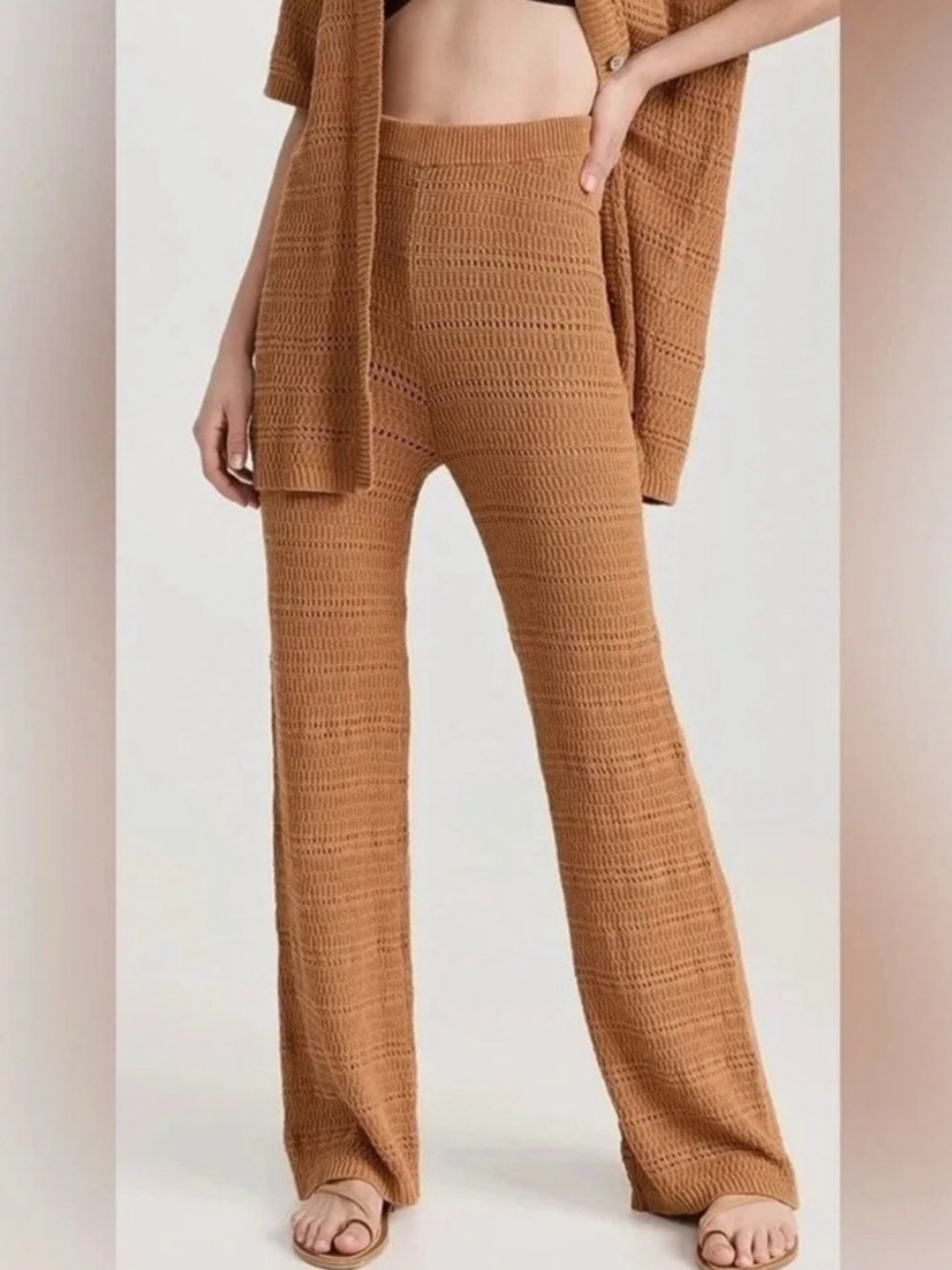 Revolve L Space Marbella Knit Wide-Leg Pants NWT S